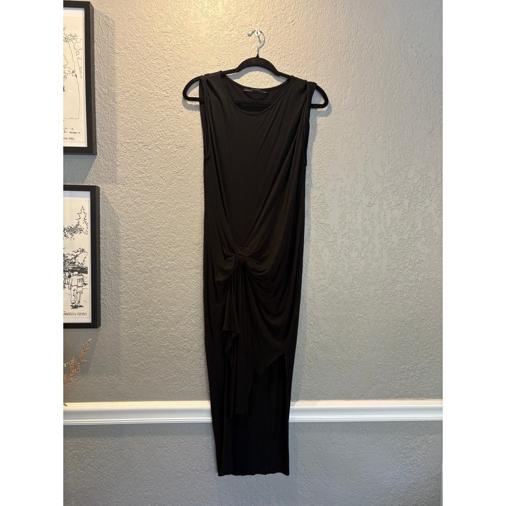 ALLSAINTS Black Sleeveless Maxi‎ Dress Knot Front Detail Minimalist Chic Small